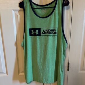 Under Armour Mint Green Sleeveless Athletic Tank with Navy Trim,XL